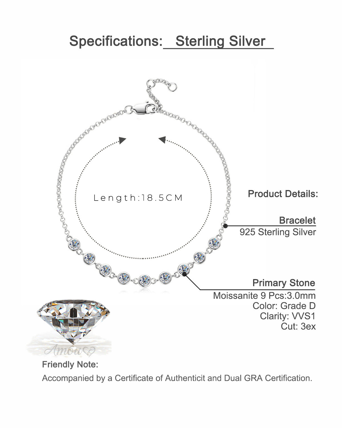Elegant Bezel-Set Moissanite Station Bracelet - S925 Sterling Silver Quiet Luxury Fine Jewelry