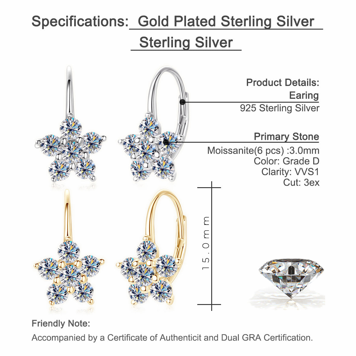 Sparkling Snow Leverback Silver Earrings