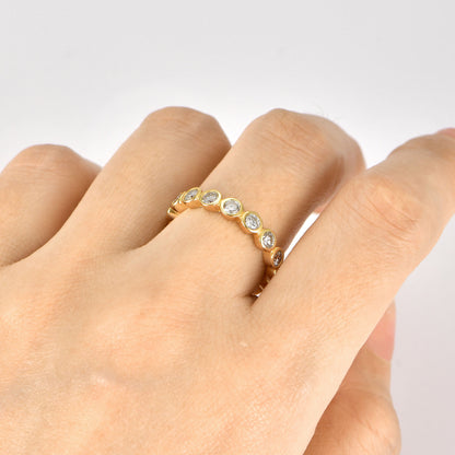 Minimalist Bubble Stackable Band Bezel Sterling Silver Ring | Hand-set Moissanite