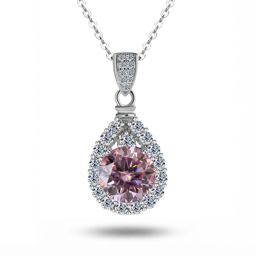 Colored Mermaid Tears Teardrop Halo Necklace