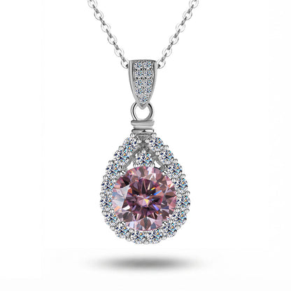 Colored Mermaid Tears Teardrop Halo Necklace