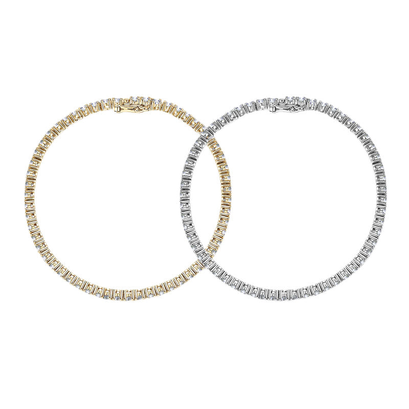 Minimalist Moissanite Station Tennis Chain Bracelet - S925 Sterling Silver Fine Jewelry