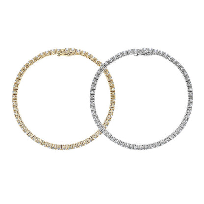 Minimalist Moissanite Station Tennis Chain Bracelet - S925 Sterling Silver Fine Jewelry