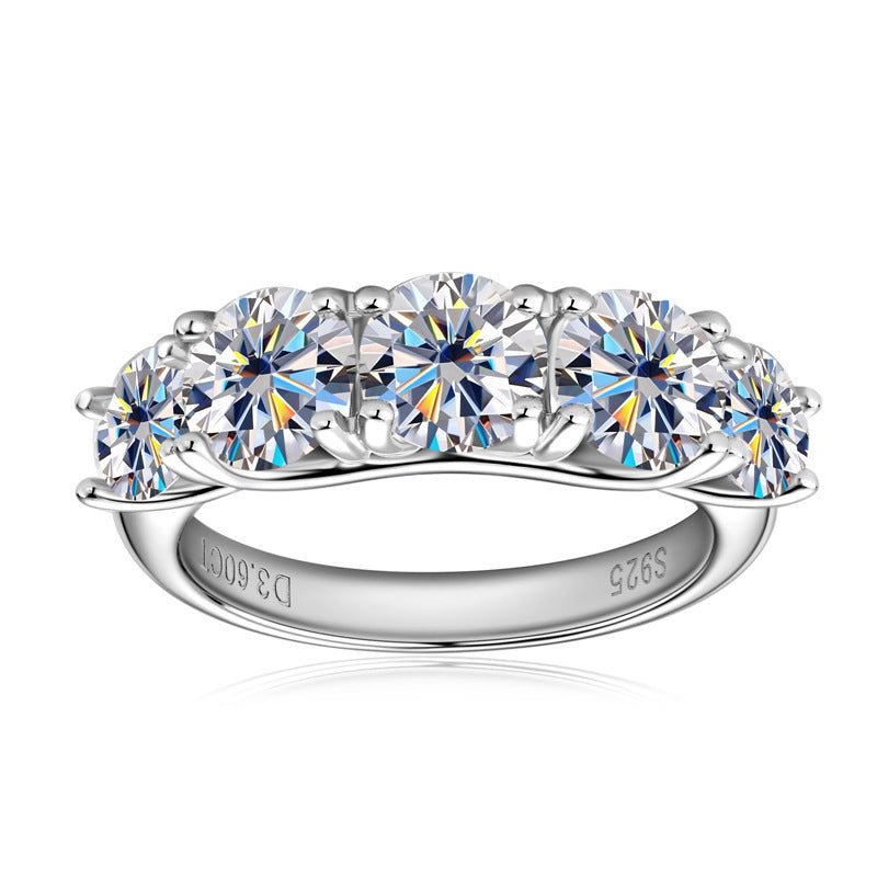Brilliant 3.6ct Five-Stone Moissanite Eternity Ring
