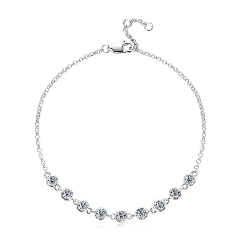 Elegant Bezel-Set Moissanite Station Bracelet - S925 Sterling Silver Quiet Luxury Fine Jewelry