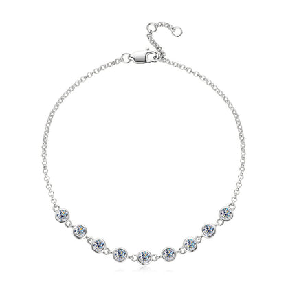 Elegant Bezel-Set Moissanite Station Bracelet - S925 Sterling Silver Quiet Luxury Fine Jewelry