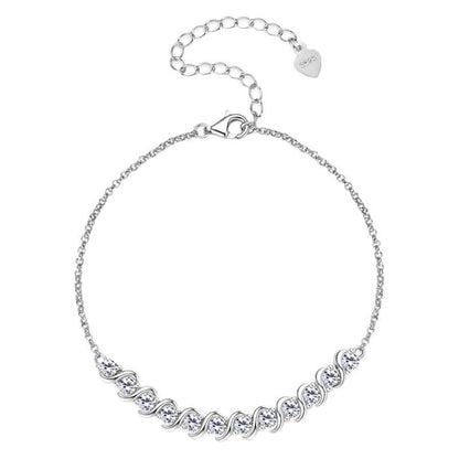 Sleek Rectangular Link Moissanite Bracelet - Polished 925 Silver Fine Jewelry