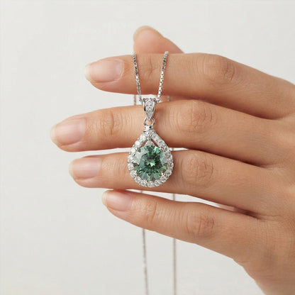 Colored Mermaid Tears Teardrop Halo Necklace