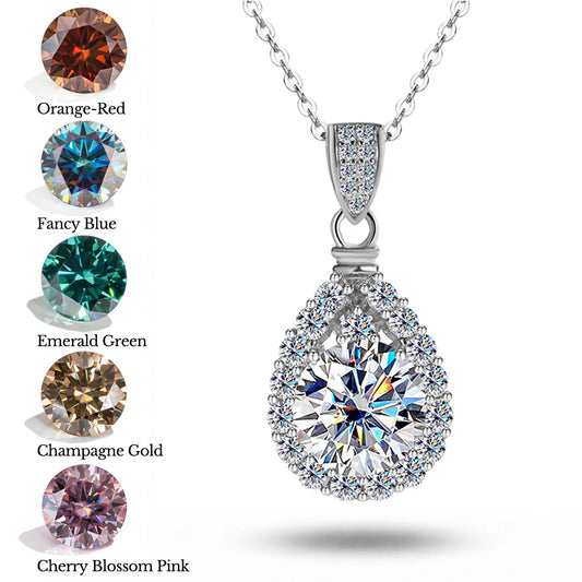 Colored Mermaid Tears Teardrop Halo Necklace