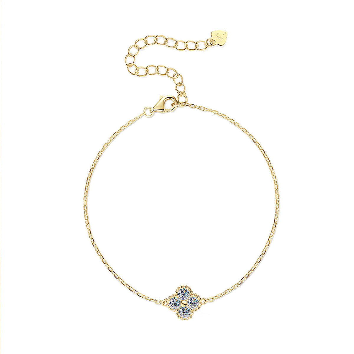 Elegant Four-Leaf Clover Moissanite Bracelet - S925 Sterling Silver Niche Design Fine Jewelry