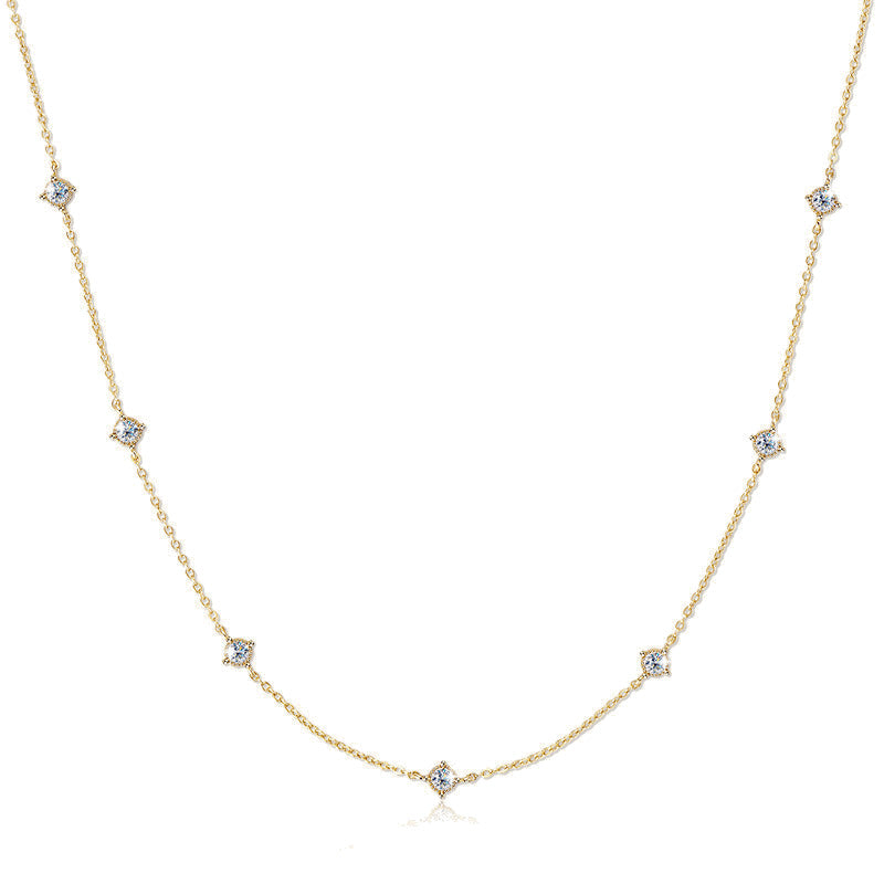 AMOUVA Station Moissanite Necklace in Sterling Silver