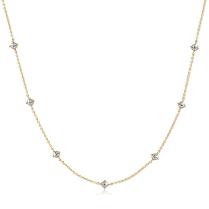 AMOUVA Station Moissanite Necklace in Sterling Silver