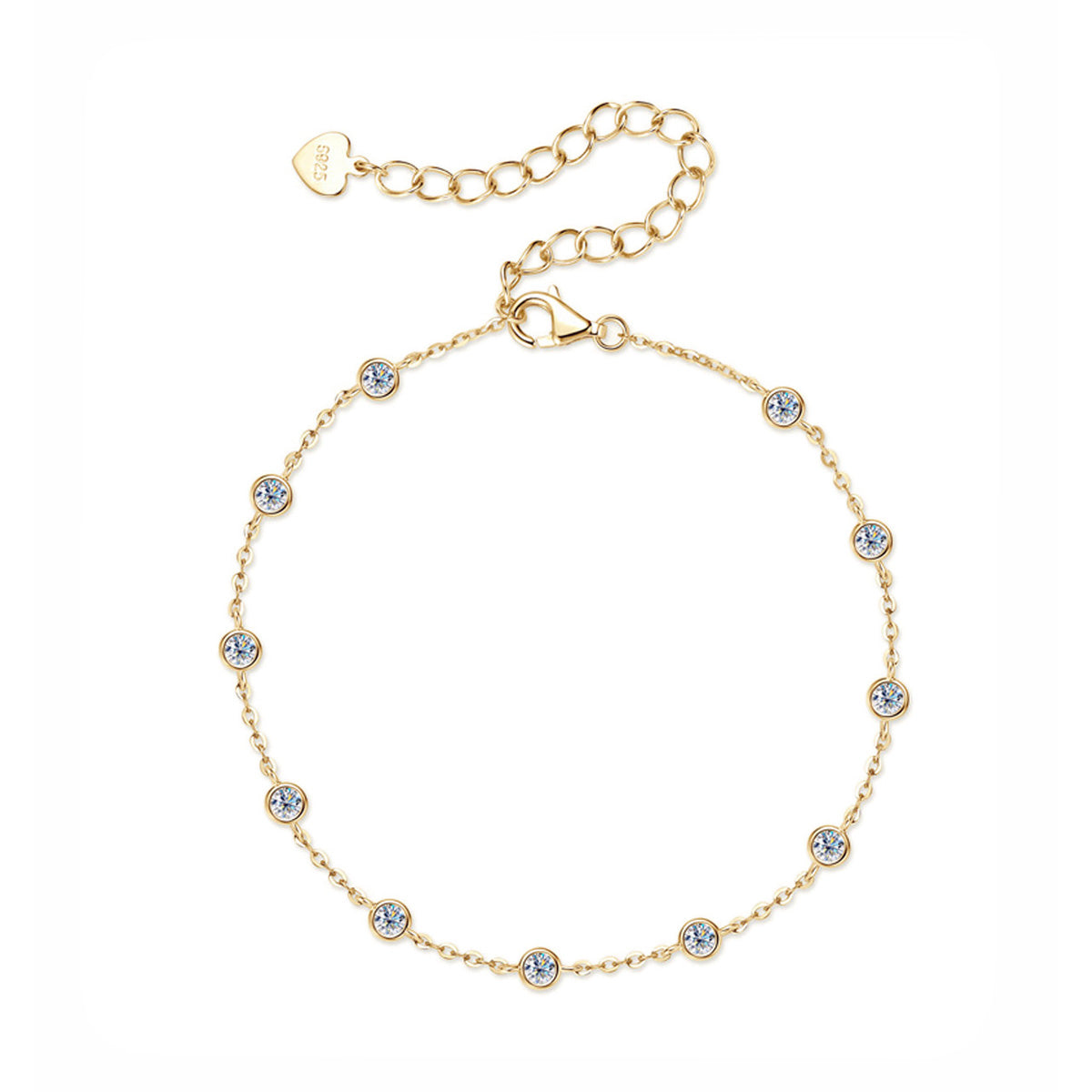Classic Bezel-Set Moissanite Bracelet - S925 Sterling Silver Minimalist Jewelry