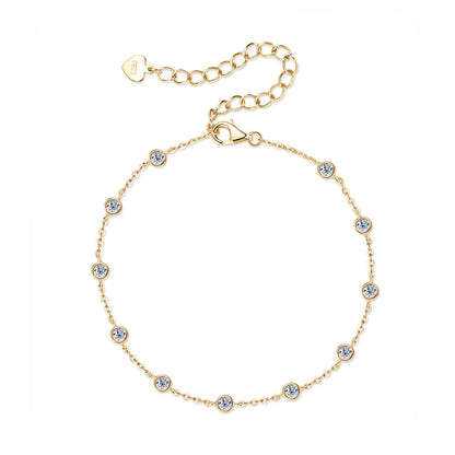 Classic Bezel-Set Moissanite Bracelet - S925 Sterling Silver Minimalist Jewelry