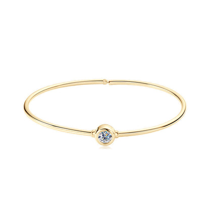 Minimalist Bezel-Set Moissanite Silver Bangle