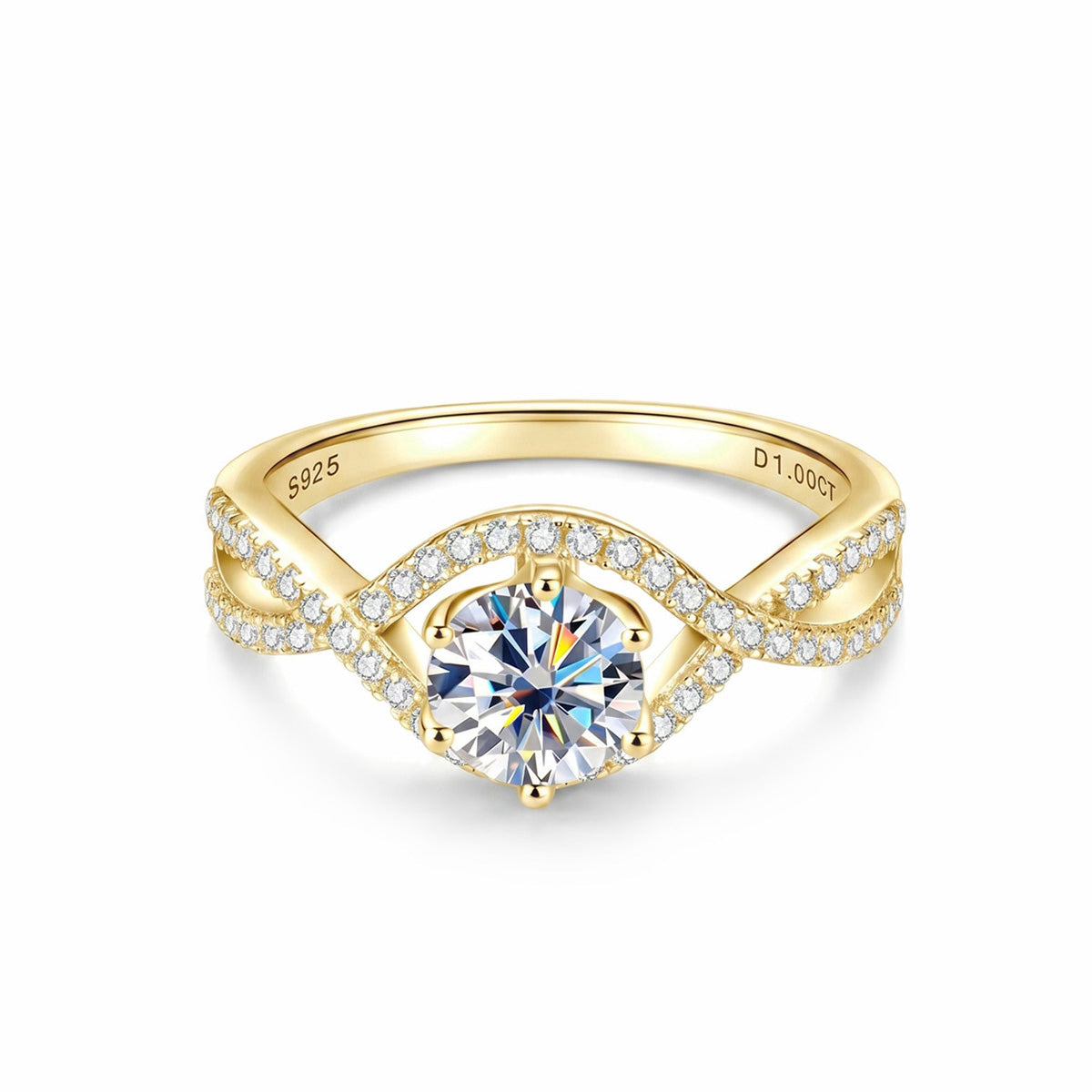 Classic 1-Carat Six-Prong Moissanite Engagement Ring - S925 Sterling Silver Twisted Band for Women