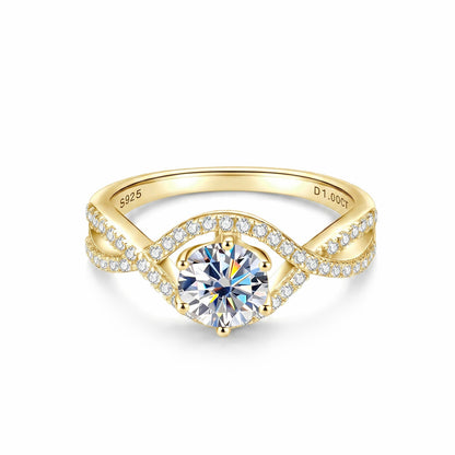 Classic 1-Carat Six-Prong Moissanite Engagement Ring - S925 Sterling Silver Twisted Band for Women
