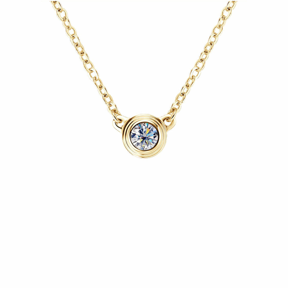 Timeless Round Solitaire Moissanite Necklace - S925 Sterling Silver Minimalist Daily Essential Fine Jewelry