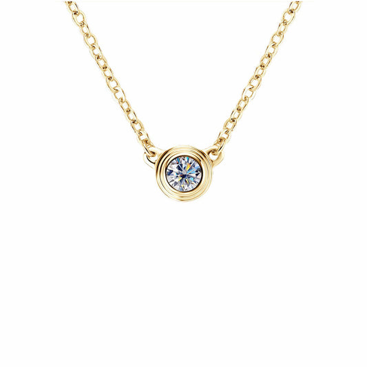 Timeless Round Solitaire Moissanite Necklace - S925 Sterling Silver Minimalist Daily Essential Fine Jewelry