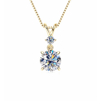 925 Sterling Silver Moissanite Pendant Necklace Dainty Sparkly Diamond-Cut Moissanite Jewelry Anniversary Gift  for Women