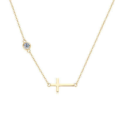 Sideways Cross Moissanite Necklace