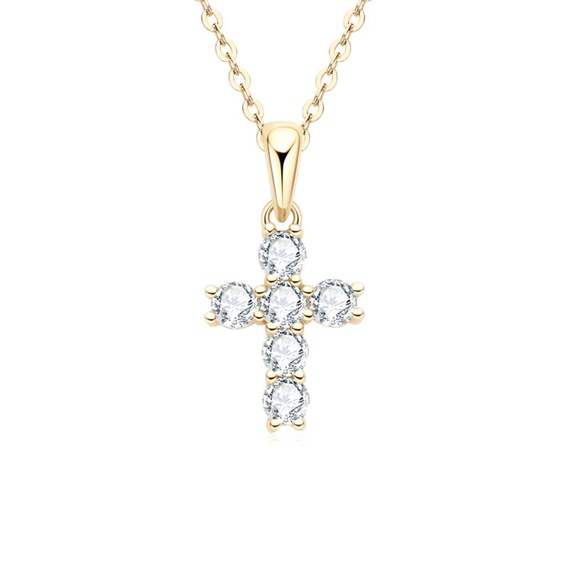 Moissanite Cross Pendant Silver Necklace D VVS1