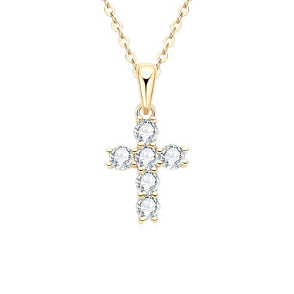 Moissanite Cross Pendant Silver Necklace D VVS1