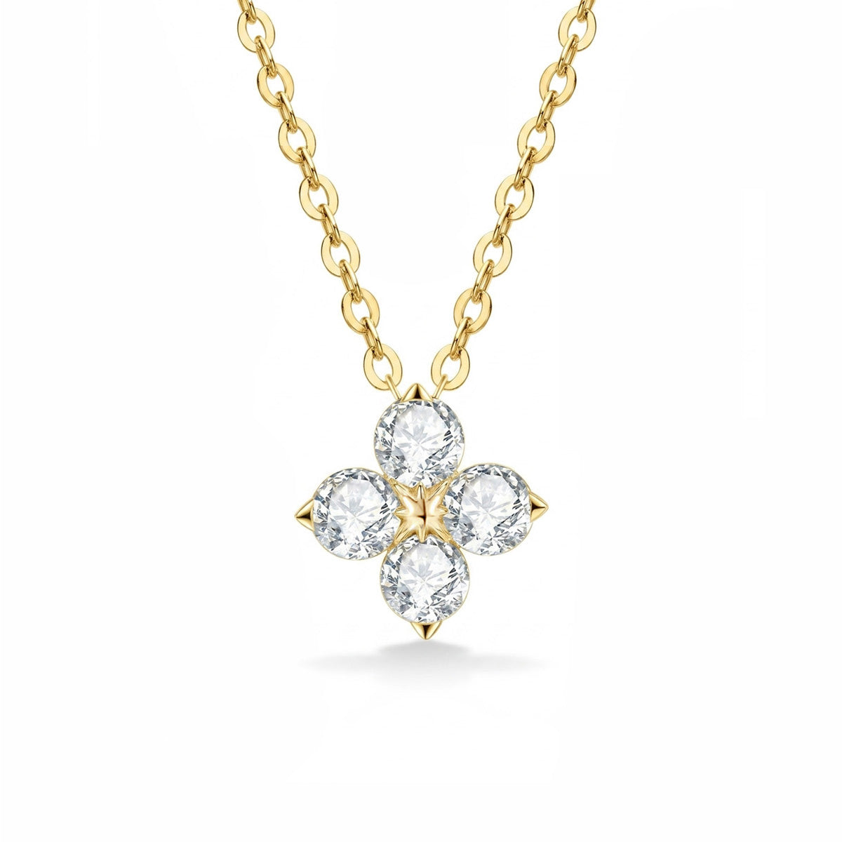 S925 Sterling Silver Four-Leaf Clover Pendant Necklace for Women Sparkly Moissanite Stone