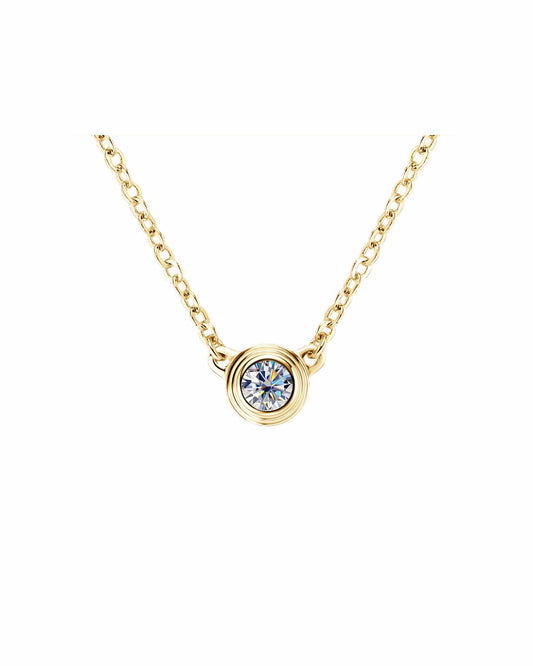Timeless Round Solitaire Moissanite Necklace - S925 Sterling Silver Minimalist Daily Essential Fine Jewelry