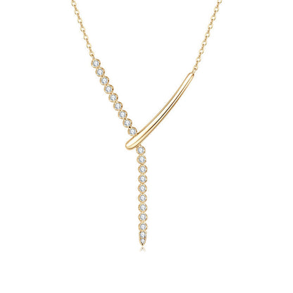 AMOUVA Geometric Moissanite Lariat Necklace
