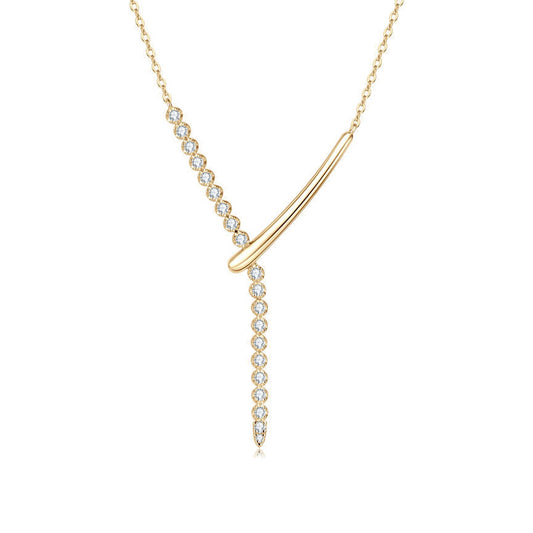 AMOUVA Geometric Moissanite Lariat Necklace