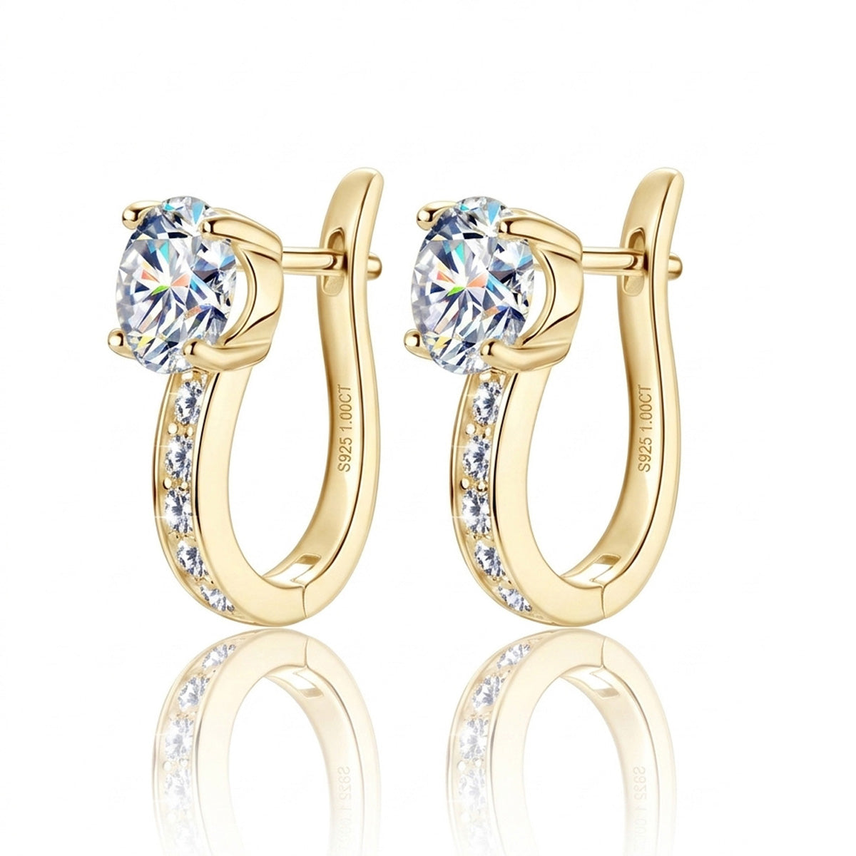 Chic Micro-Pave Moissanite Hoop Earrings - S925 Sterling Silver Niche Design Solitaire Ear Buckles for Women