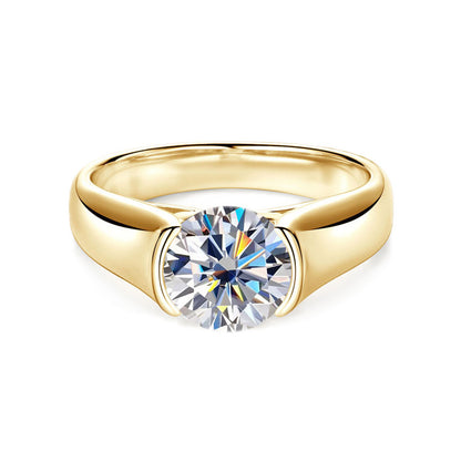 Half-Bezel Moissanite Solitaire Ring in 925 Sterling Silver