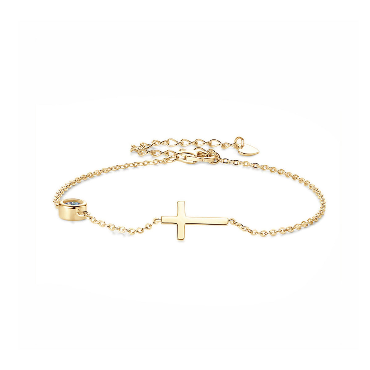Delicate Cross Moissanite Chain Bracelet 925 Sterling Silver Jewelry