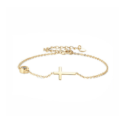 Delicate Cross Moissanite Chain Bracelet 925 Sterling Silver Jewelry