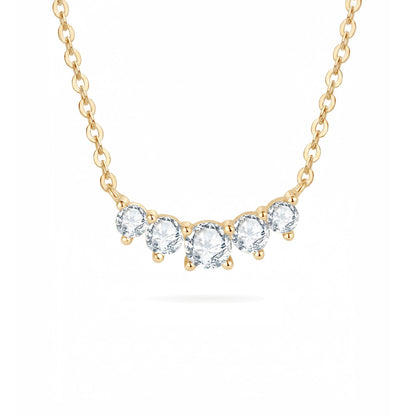 Artisan Smile Moissanite Necklace - S925 Sterling Silver Dainty Collarbone Chain Niche Design for Women