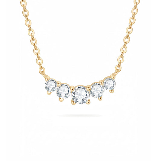 Artisan Smile Moissanite Necklace - S925 Sterling Silver Dainty Collarbone Chain Niche Design for Women