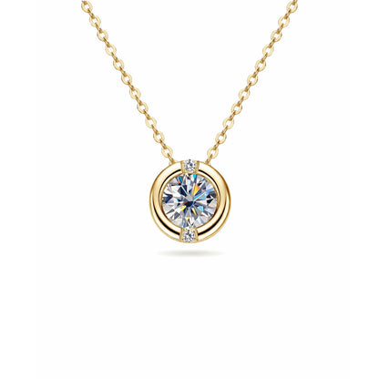 French Bubble Moissanite Necklace - S925 Sterling Silver Sparkling Solitaire Pendant