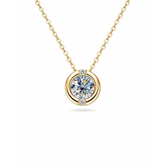 French Bubble Moissanite Necklace - S925 Sterling Silver Sparkling Solitaire Pendant