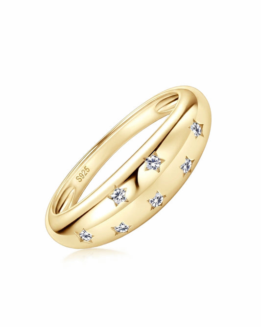 Celestial Starry Moissanite Ring - S925 Sterling Silver Gold Plated Niche Design Index Finger Band for Women