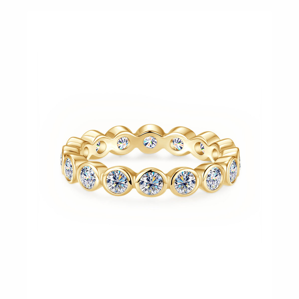 Minimalist Bubble Stackable Band Bezel Sterling Silver Ring | Hand-set Moissanite