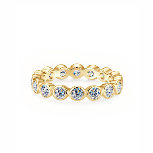 Minimalist Bubble Stackable Band Bezel Sterling Silver Ring | Hand-set Moissanite