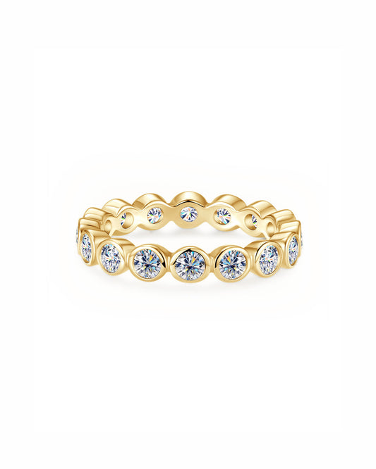 Minimalist Bubble Stackable Band Bezel Sterling Silver Ring | Hand-set Moissanite