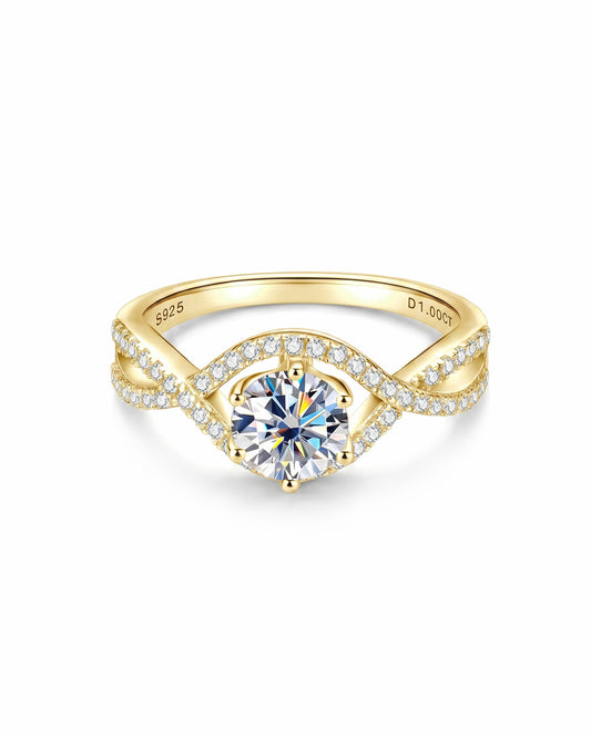 Classic 1-Carat Six-Prong Moissanite Engagement Ring - S925 Sterling Silver Twisted Band for Women