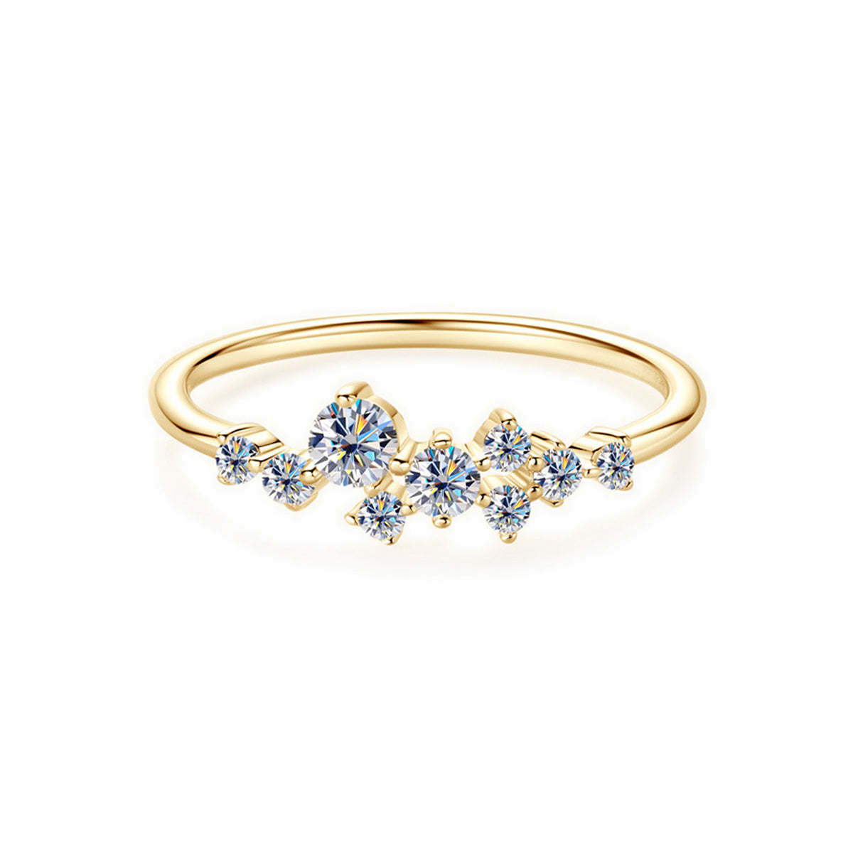 Unique Starry Sky Moissanite Cluster Ring - S925 Sterling Silver Niche Design Fine Jewelry for Women