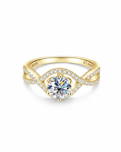 Classic 1-Carat Six-Prong Moissanite Engagement Ring - S925 Sterling Silver Twisted Band for Women