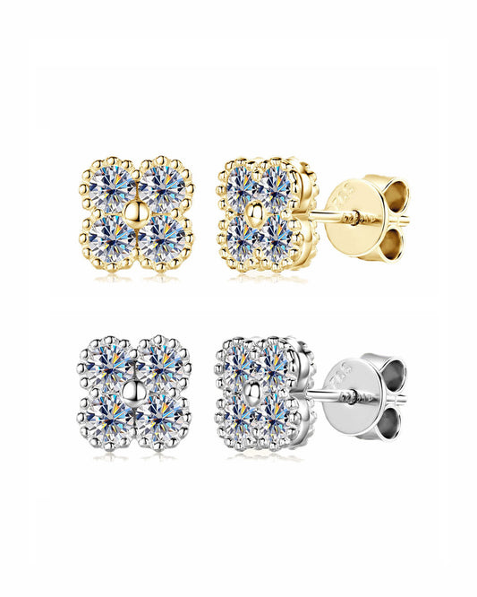 Minimalist Clover Moissanite Stud Earrings - Sparkling S925 Sterling Silver Niche Design