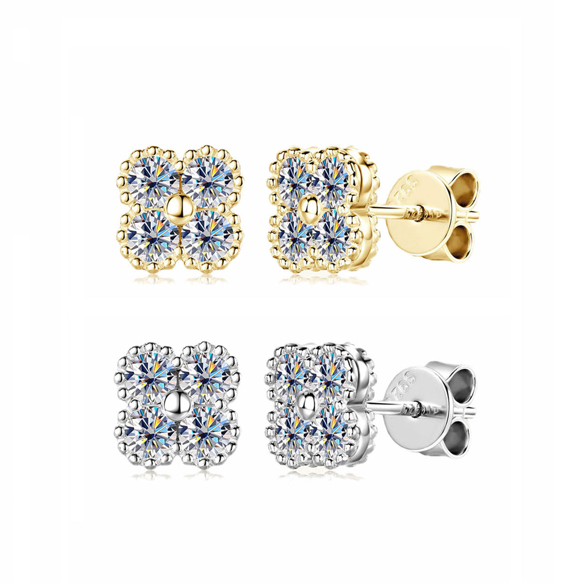 Minimalist Clover Moissanite Stud Earrings - Sparkling S925 Sterling Silver Niche Design