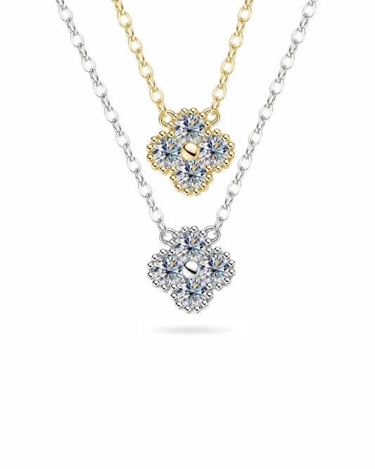 Four-Leaf Clover S925 Sterling Silver Moissanite Pendant Necklace