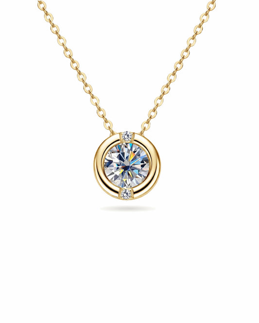 French Bubble Moissanite Necklace - S925 Sterling Silver Sparkling Solitaire Pendant